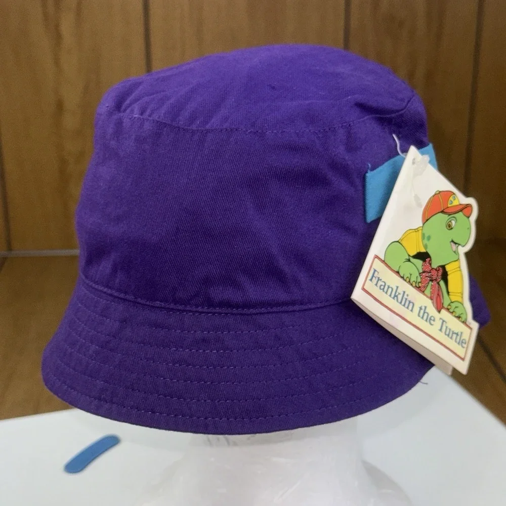 Vintage Franklin The Turtle Purple Bucket‎ Hat Kids 90s Y2K Cute